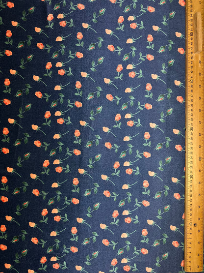 Navy Floral Velvet