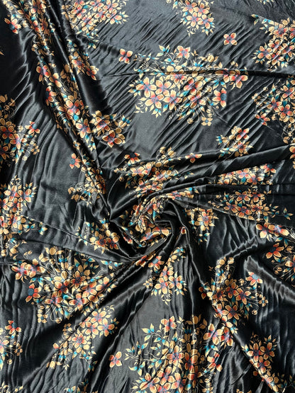 Black Floral Velvet