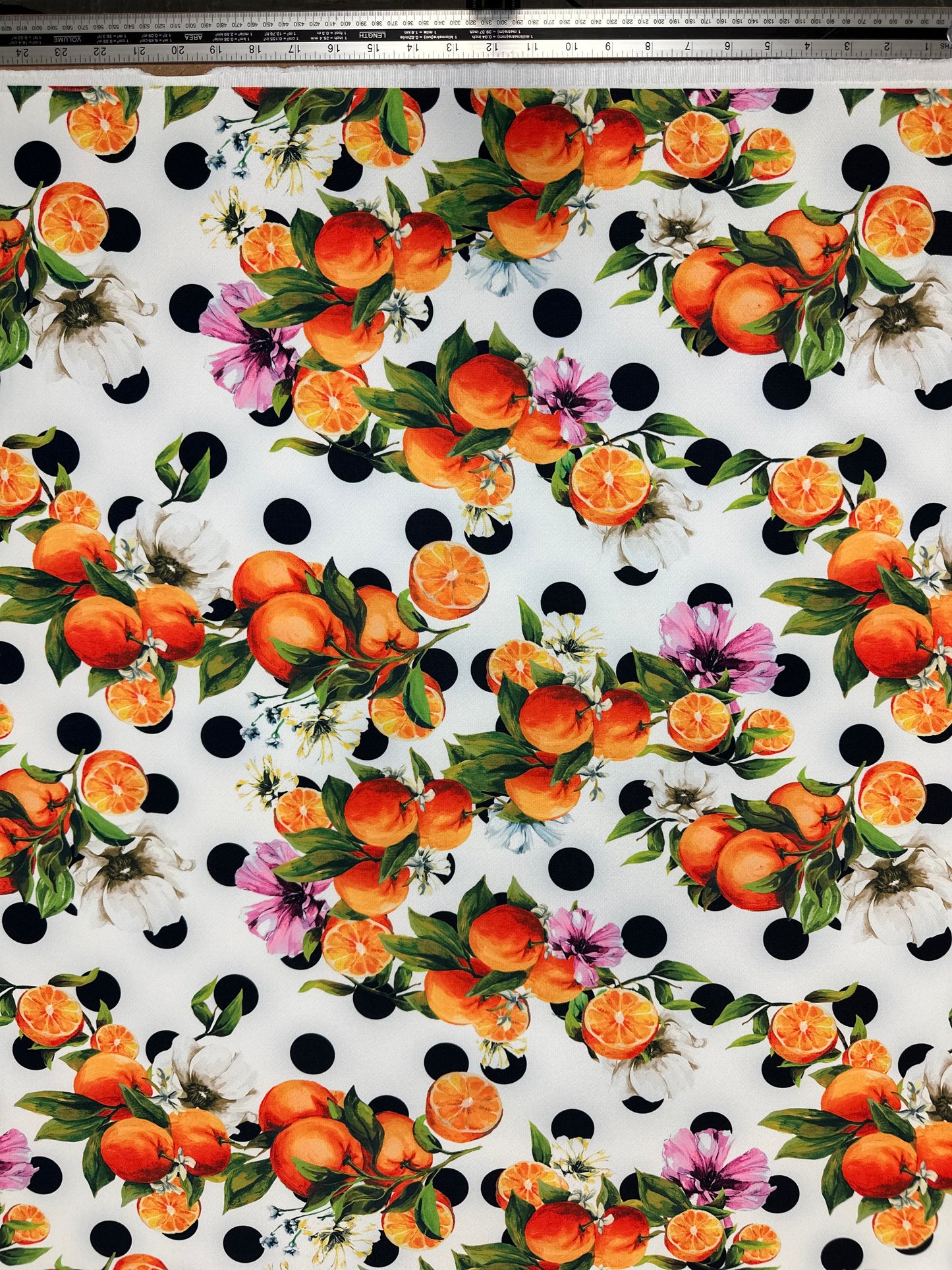 Orange fruit polkadot scuba