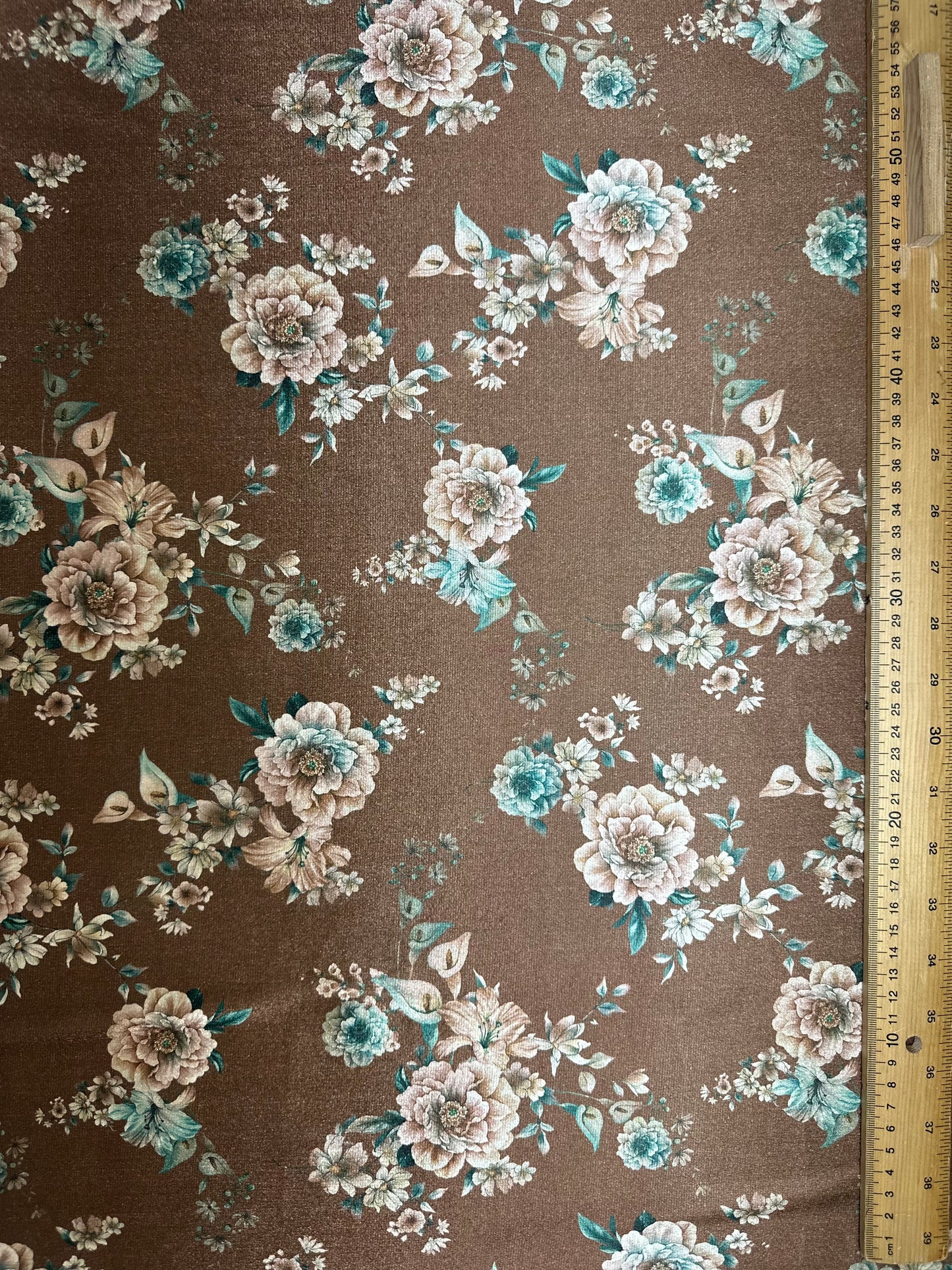 Light Brown Floral Velvet