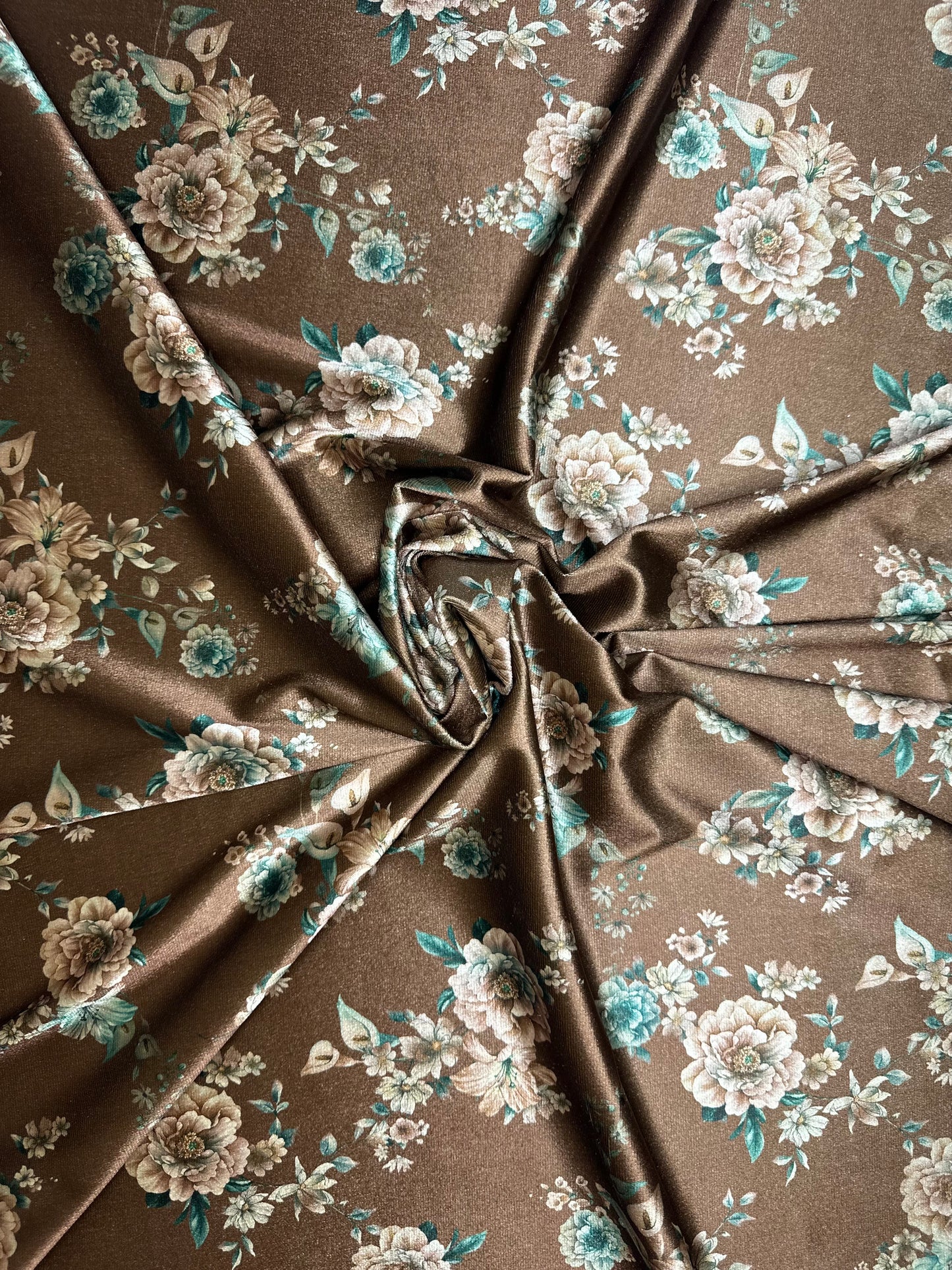 Light Brown Floral Velvet