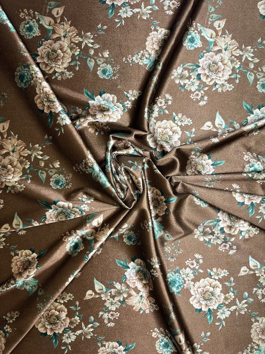 Light Brown Floral Velvet