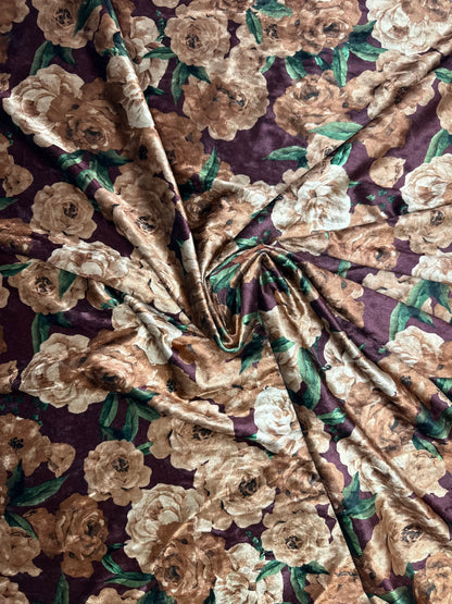 Wine Floral Velvet