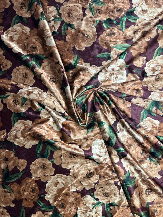 Wine Floral Velvet