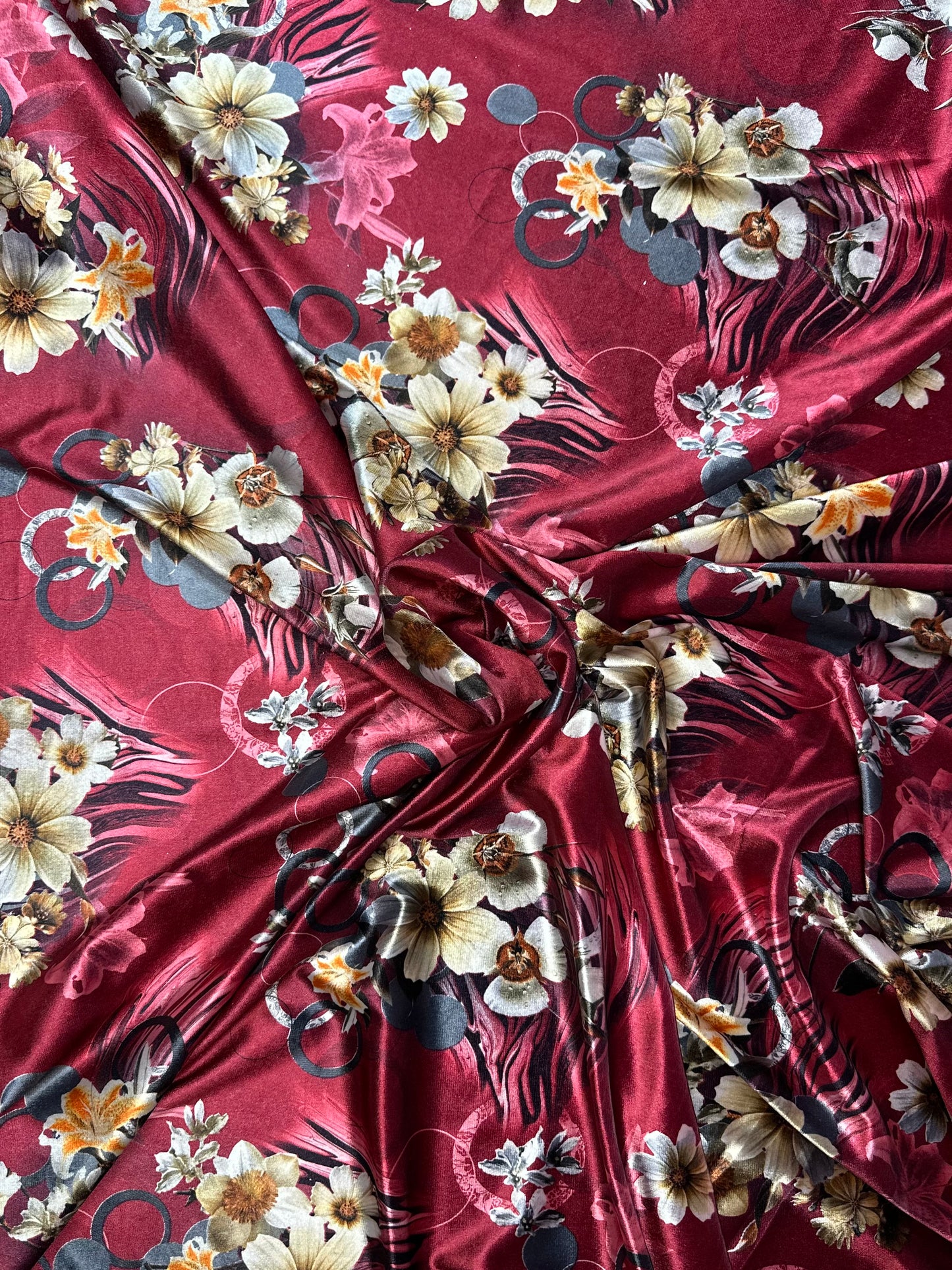 Red Floral Velvet