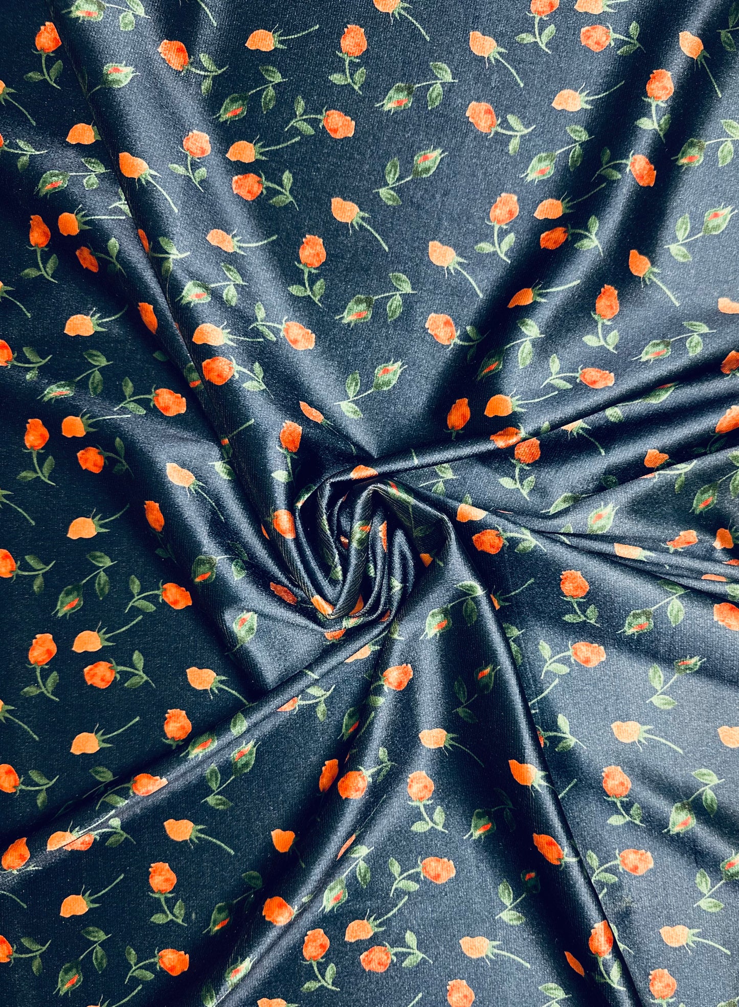 Navy Floral Velvet