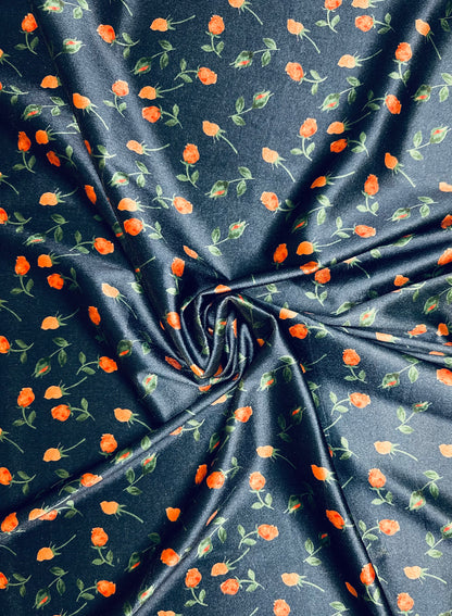 Navy Floral Velvet