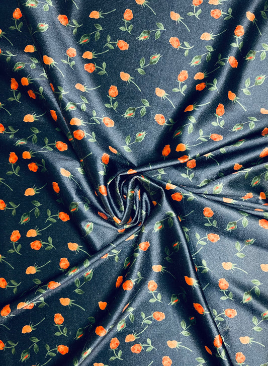 Navy Floral Velvet