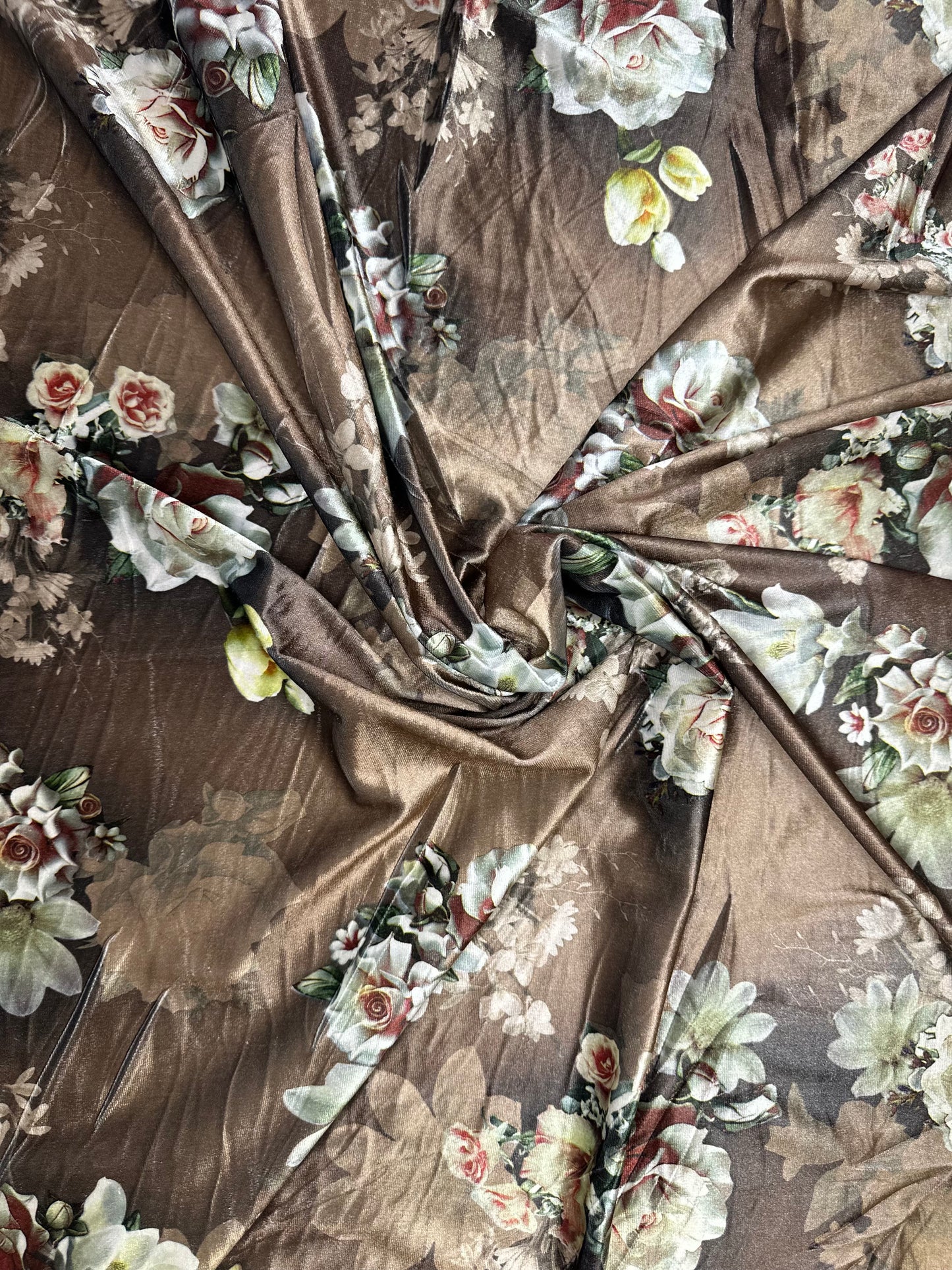 Brown Floral Velvet