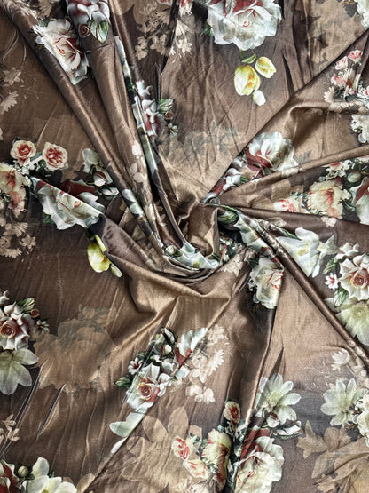 Brown Floral Velvet