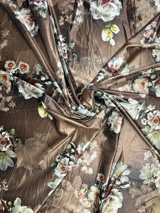 Brown Floral Velvet